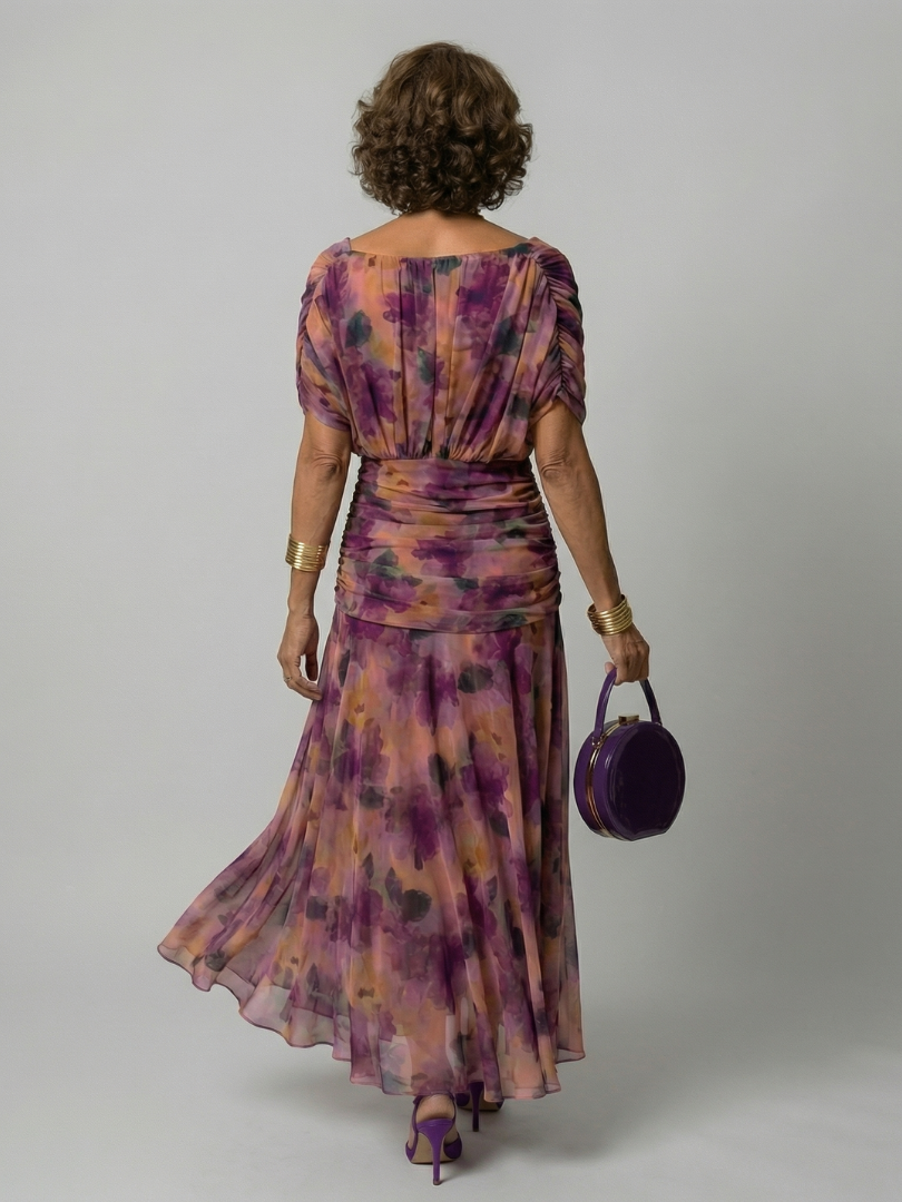 Calena™ | Vestido Midi Off-Shoulder con Escote Drapeado