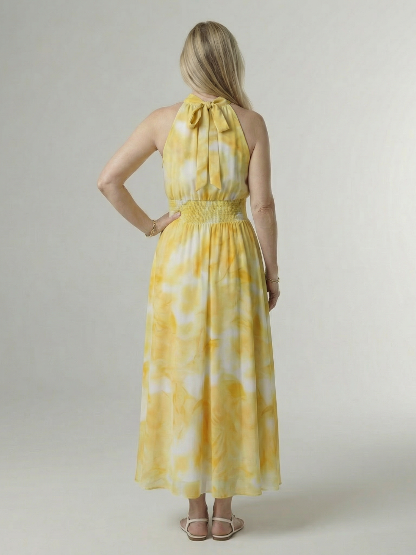 Silvana™ | Vestido Midi Halter con Cintura Fruncida