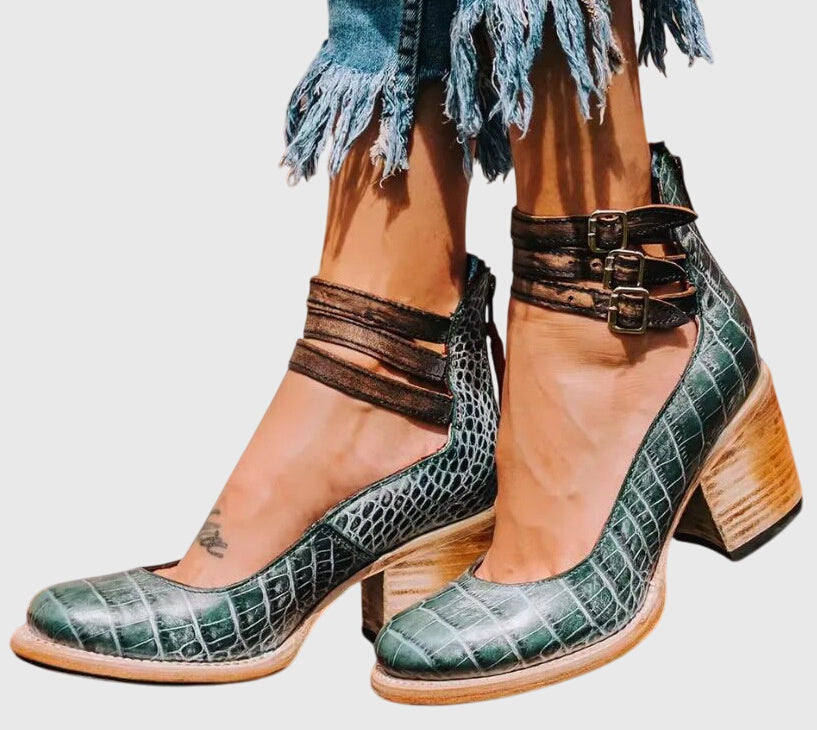Casilda™ | Botín Vintage de Tacón Bloque con Hebillas