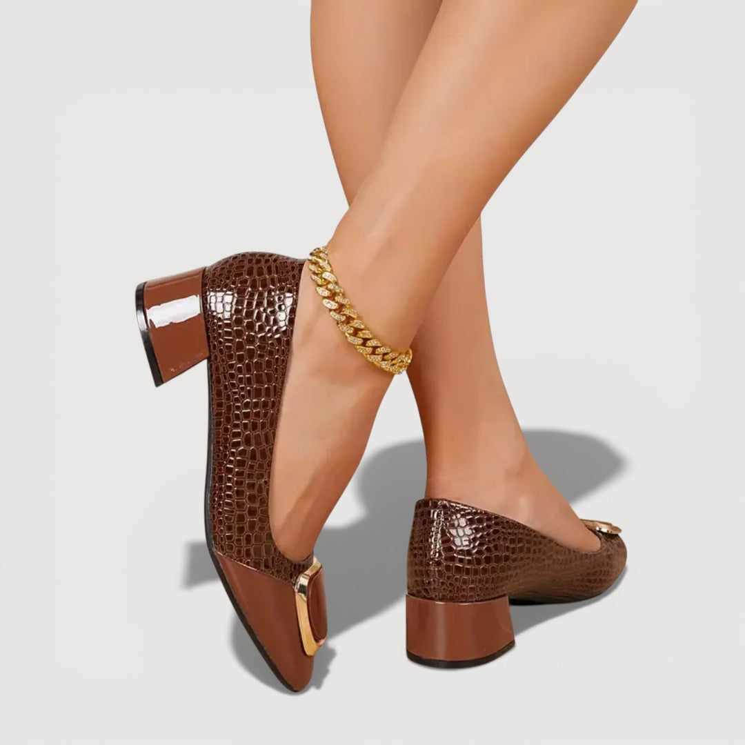Livana™ | Tacones cuadrados efecto croco