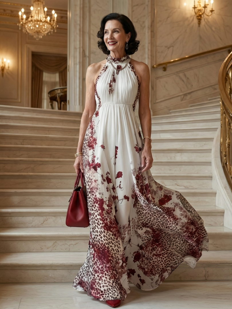 Orlena™ | Vestido Maxi Floral de Manga Larga con Falda Voluminosa