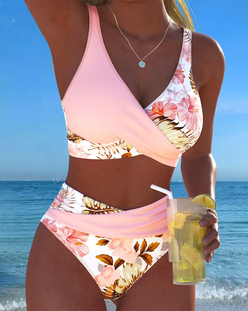Consuelo™ | Bikini floral de dos piezas con contraste