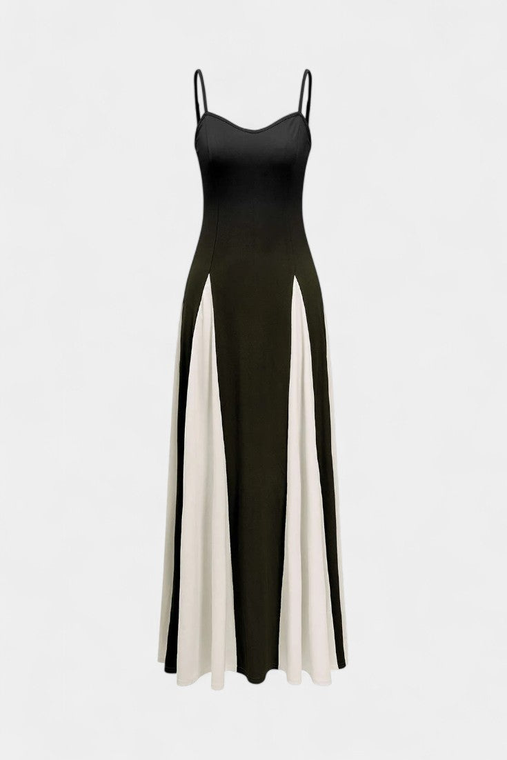 Catalina Vestido Maxi Bicolor de Tirantes Finos