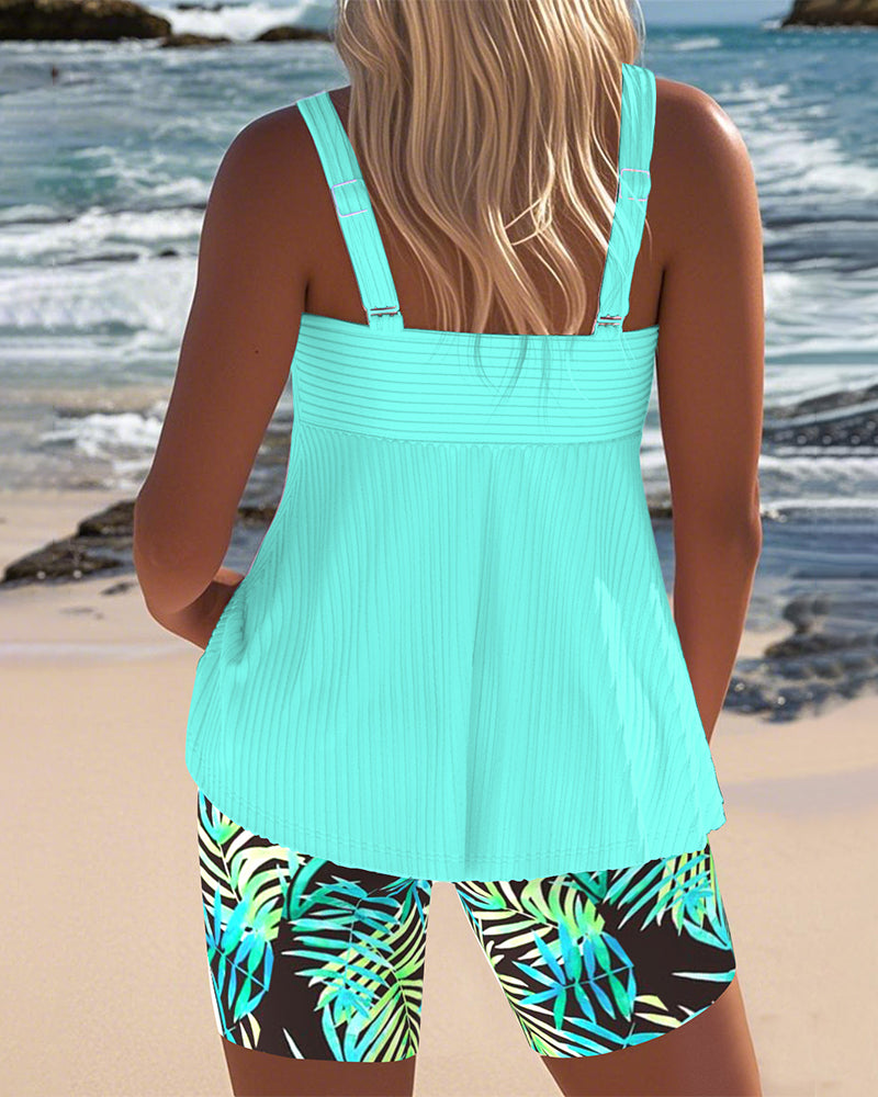 Severina™ | Tankini acanalado con short tropical