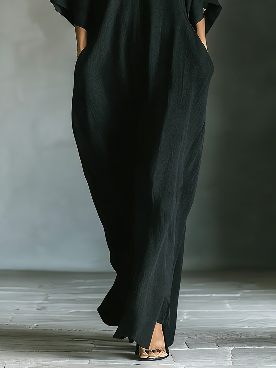 Constanza™ | Vestido Largo con Escote en V y Manga Kimono
