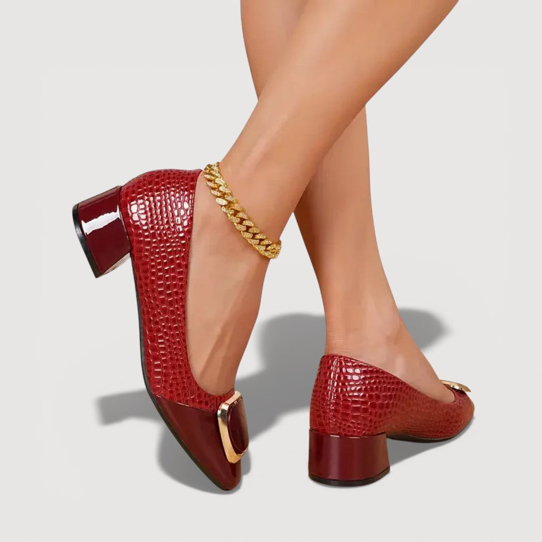 Livana™ | Tacones cuadrados efecto croco