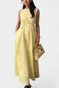 Rosetta Vestido Suave sin Mangas con Lazo Ajustable