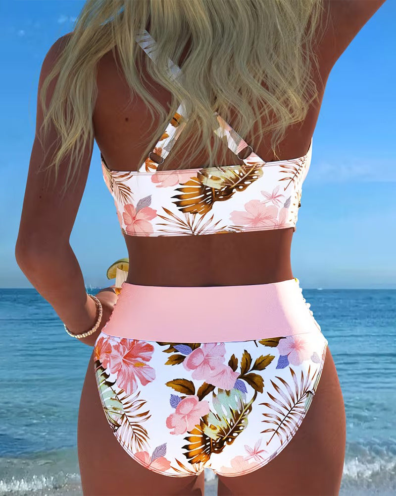 Consuelo™ | Bikini floral de dos piezas con contraste