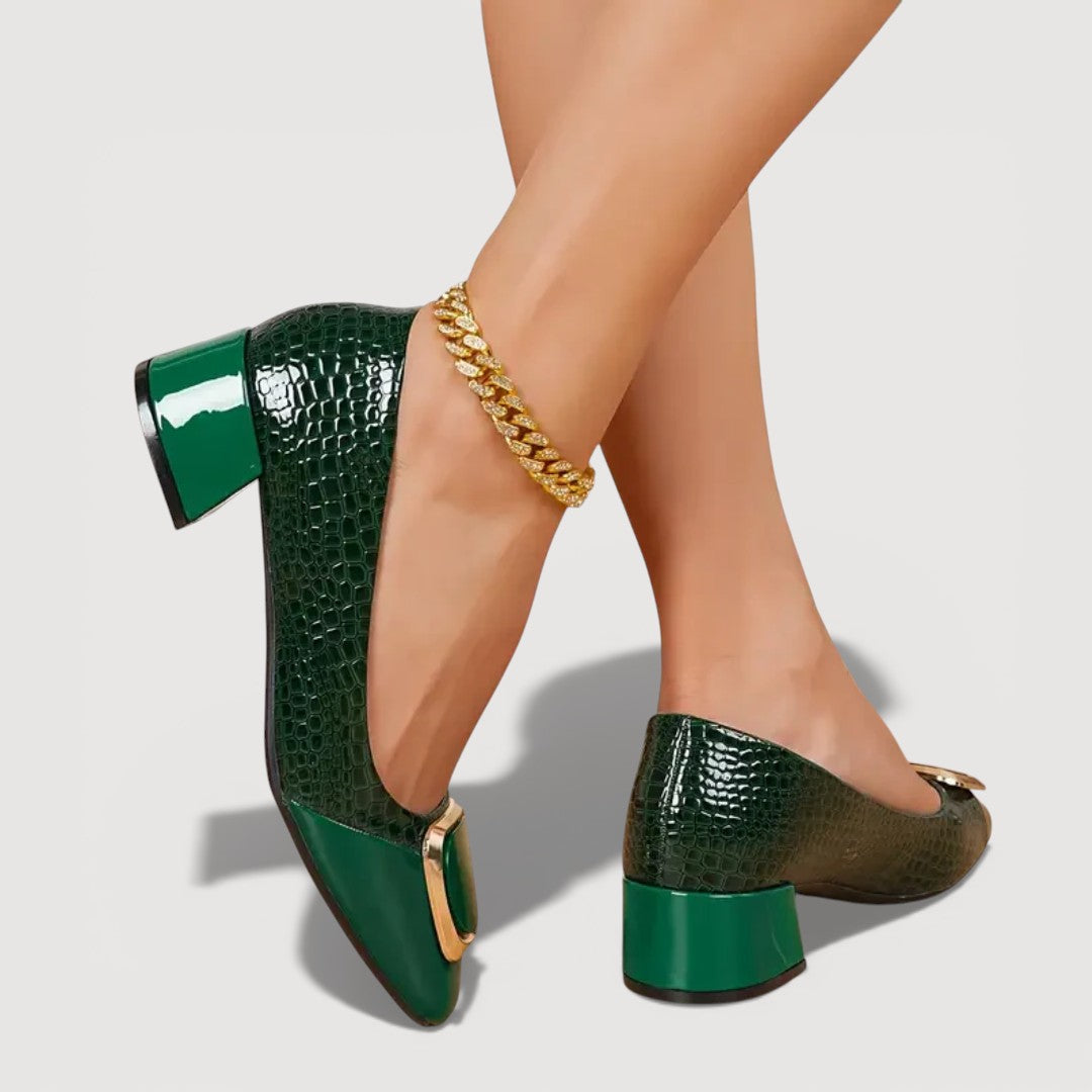 Livana™ | Tacones cuadrados efecto croco