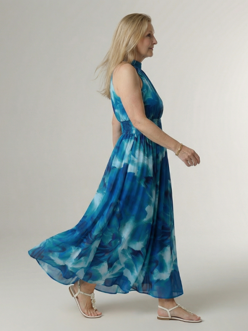 Silvana™ | Vestido Midi Halter con Cintura Fruncida