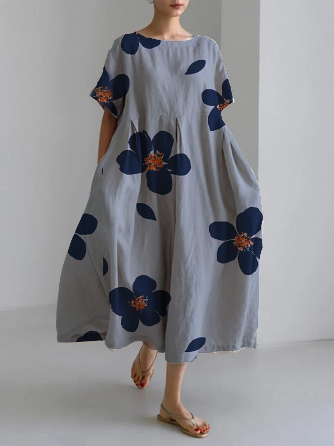 Ramira™ | Vestido Amplio Floral Azul
