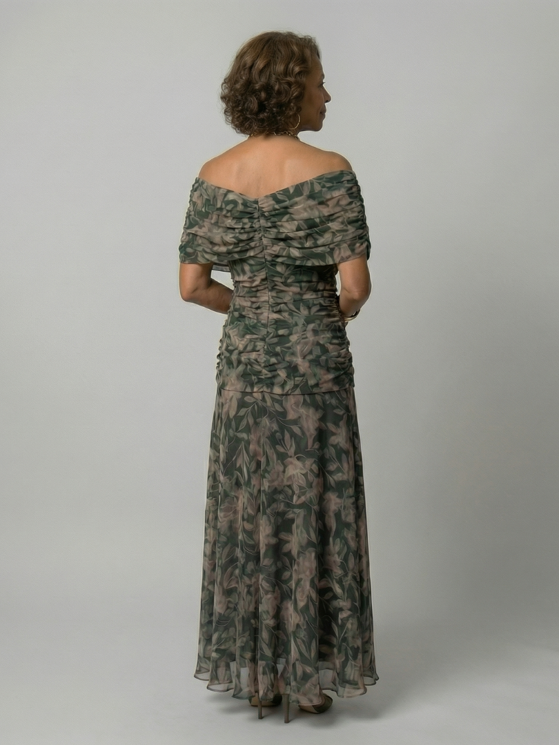 Calena™ | Vestido Midi Off-Shoulder con Escote Drapeado