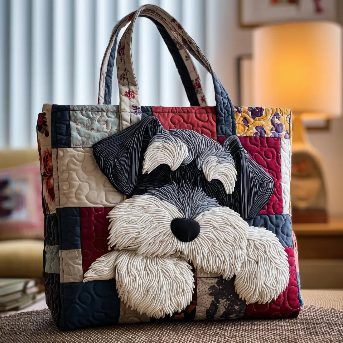 Jacinta™ | Bolso Tote Artesanal con Estampado de Schnauzer