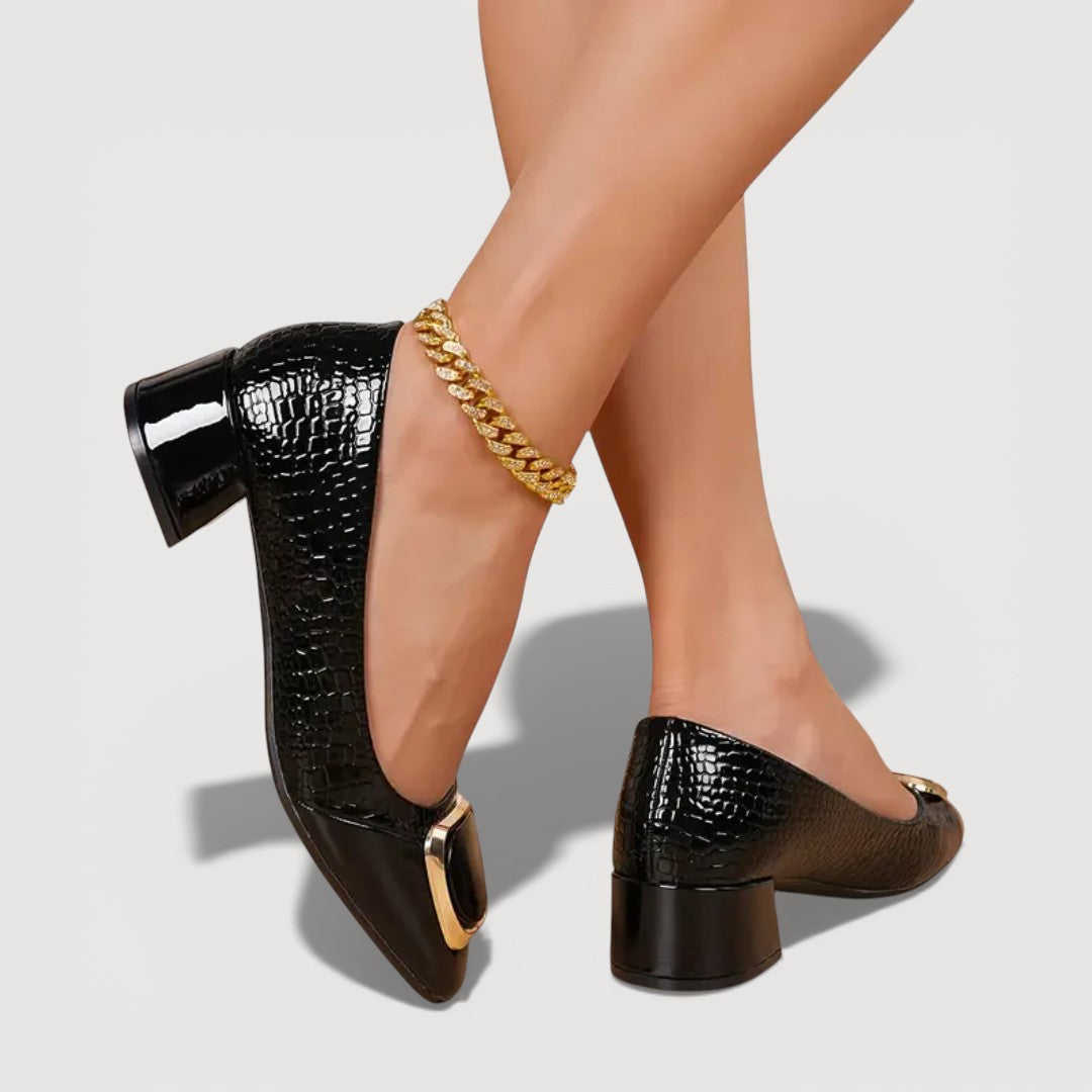 Livana™ | Tacones cuadrados efecto croco