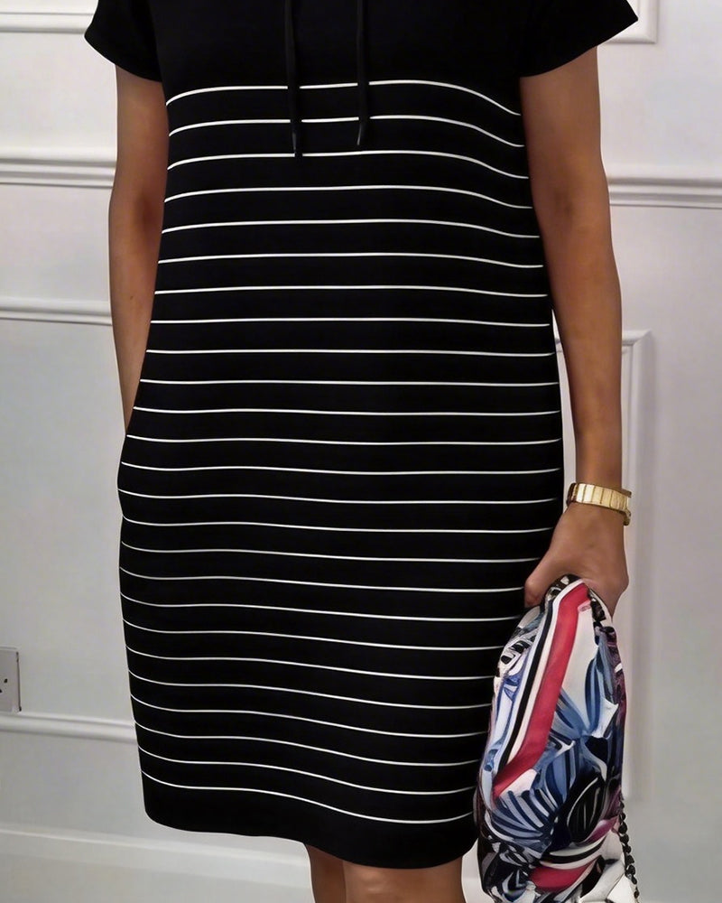 Gabriela™ | Vestido Casual con Capucha y Rayas de Punto
