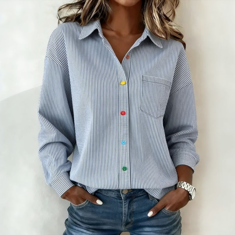Rebeca™ | Camisa de Rayas Casual de Manga Larga