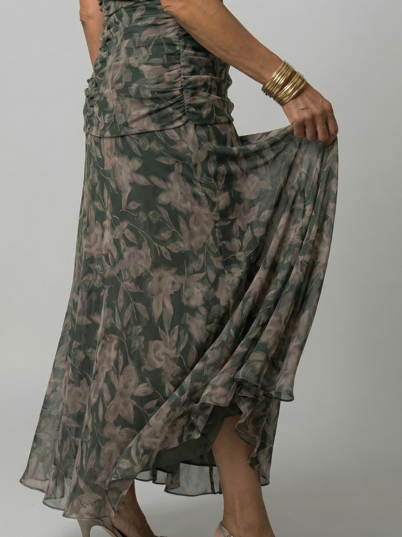 Calena™ | Vestido Midi Off-Shoulder con Escote Drapeado