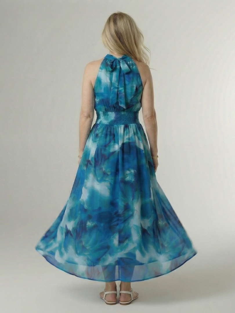 Silvana™ | Vestido Midi Halter con Cintura Fruncida