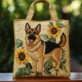 Salvadora™ | Bolso Tote Artesanal con Estampado de Pastor Alemán y Girasoles