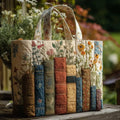 Amparo™ | Bolso Tote Artesanal con Estampado de Libros y Flores