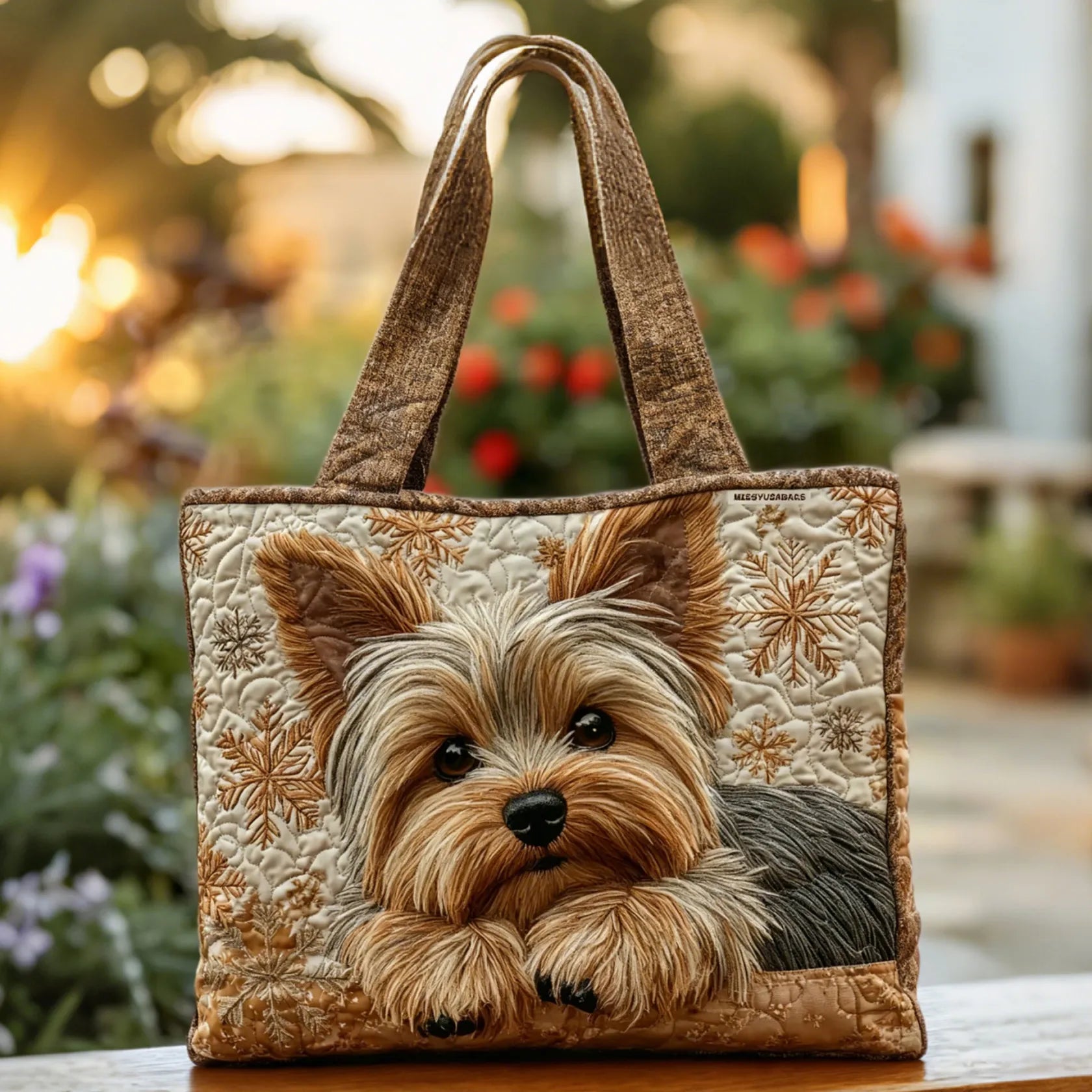 Visitación™ | Bolso Tote Artesanal con Estampado de Yorkshire Terrier