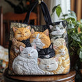 Adoración™ | Bolso Tote Artesanal con Estampado de Gatos Dormidos