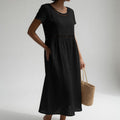 Livia™ | Vestido Midi de Lino Bordado