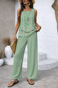 Maravillas™ | Conjunto Verde Menta Top en Capas y Pantalón