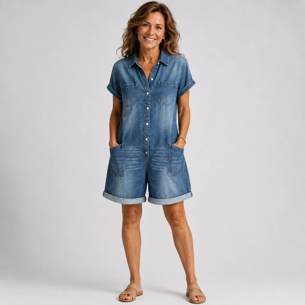 Cayetana™ | Conjunto vaquero camisa y short casual