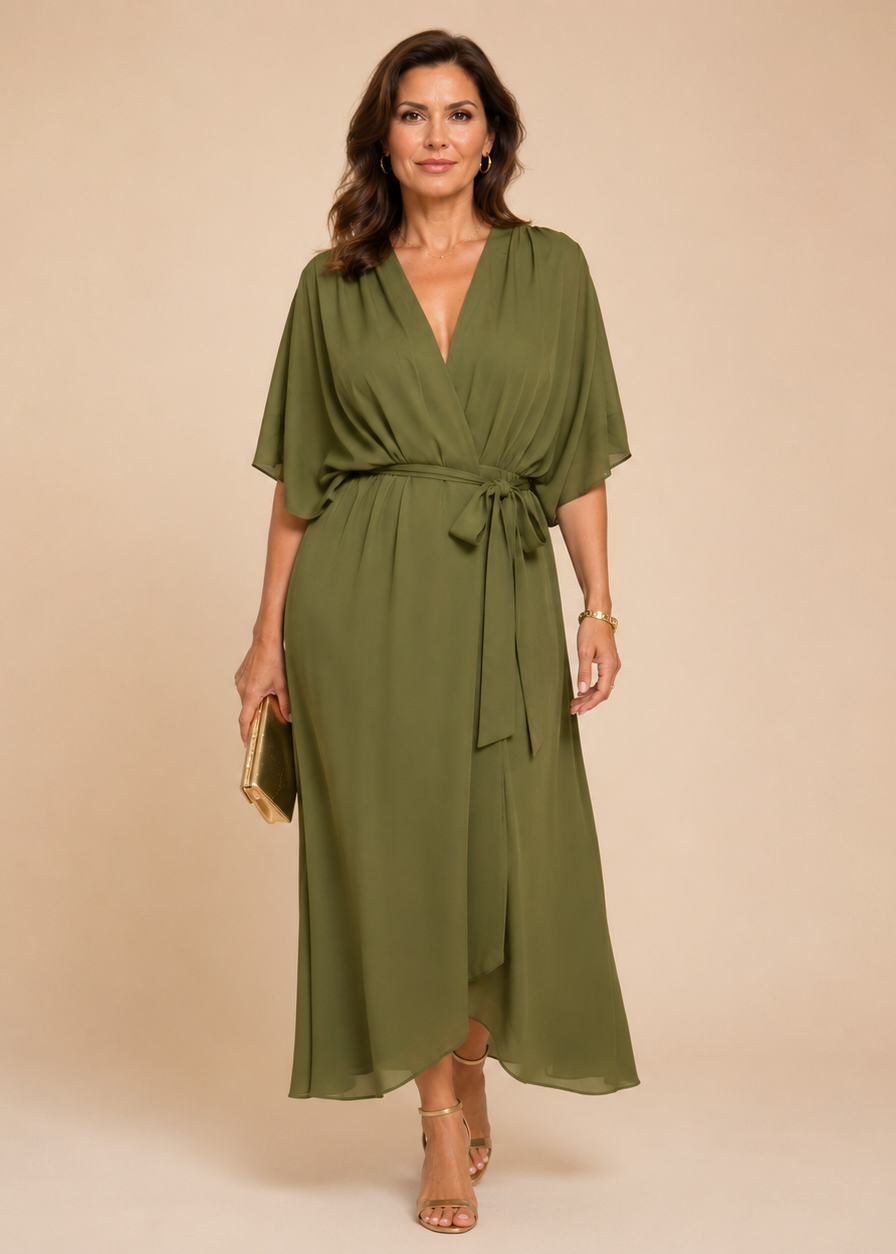MARTA™ | VESTIDO DE CHIFFON CON ESCOTE EN V