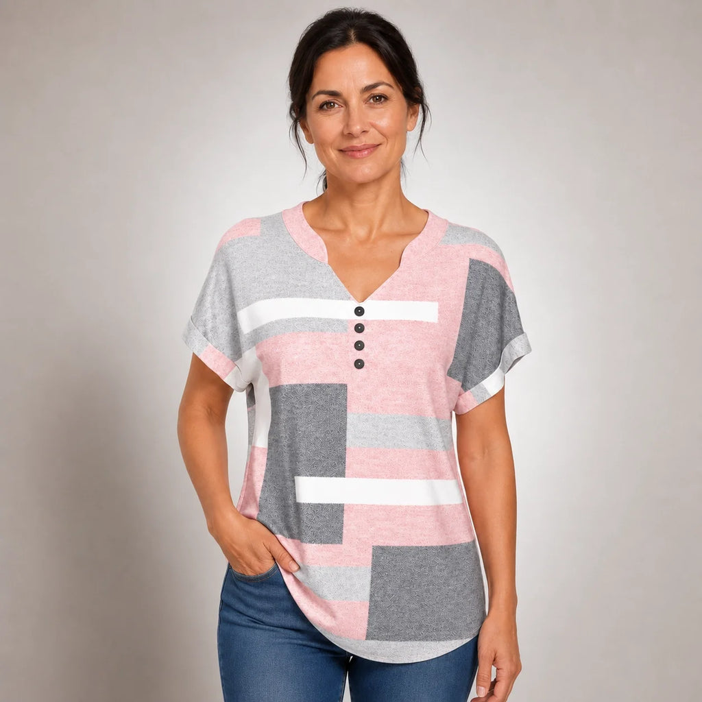 Macarena™ | Blusa de Bloques de Color con Escote en V