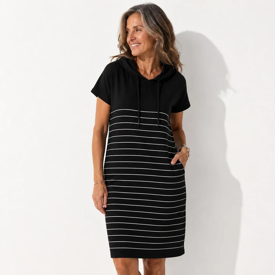 Gabriela™ | Vestido Casual con Capucha y Rayas de Punto