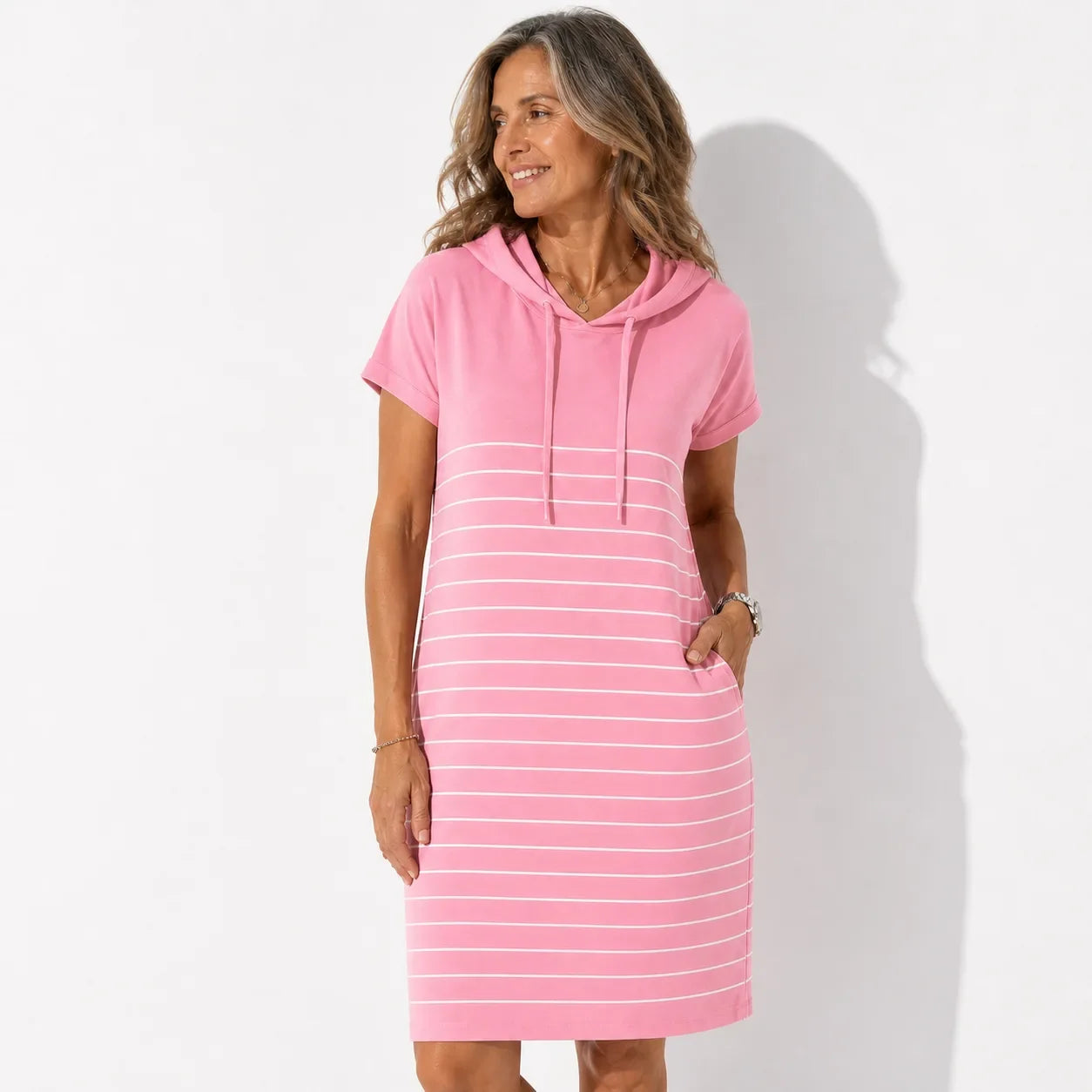 Gabriela™ | Vestido Casual con Capucha y Rayas de Punto