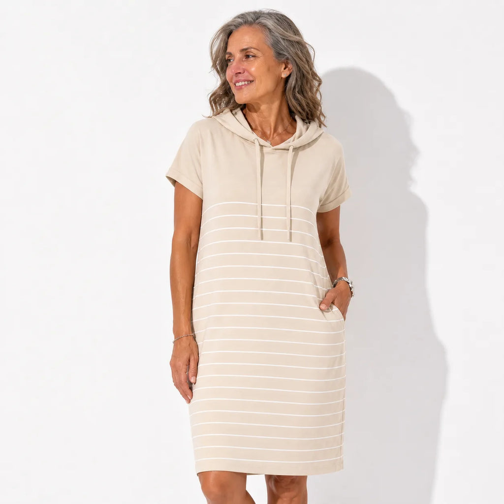 Gabriela™ | Vestido Casual con Capucha y Rayas de Punto