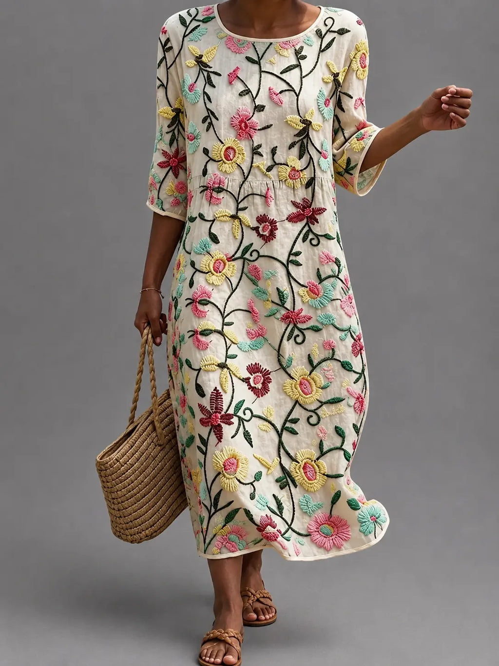 Vestido informal de mujer con estampado floral.