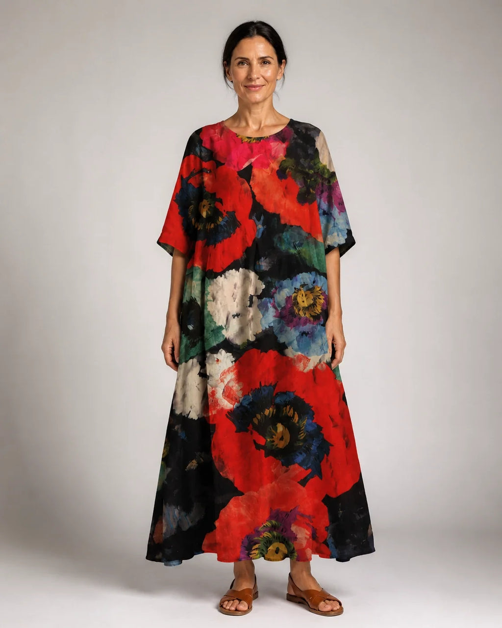 Rosario™ | Vestido Amplio Floral Rojo