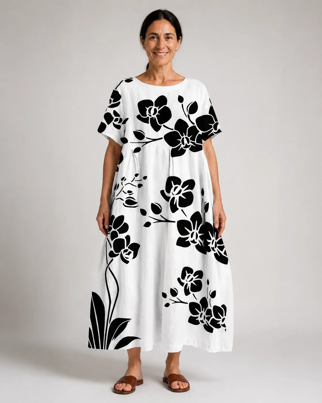 Mariela™ | Vestido Amplio Floral Blanco