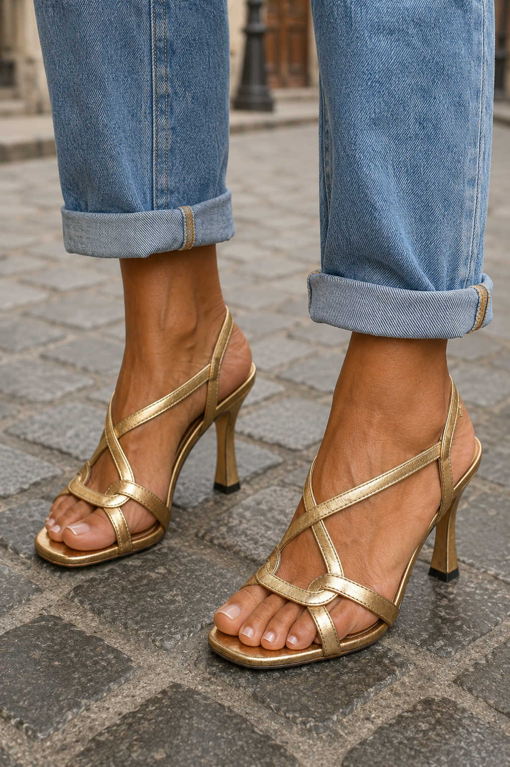 Aurora™ | Sandalias de Tacón con Tiras Cruzadas
