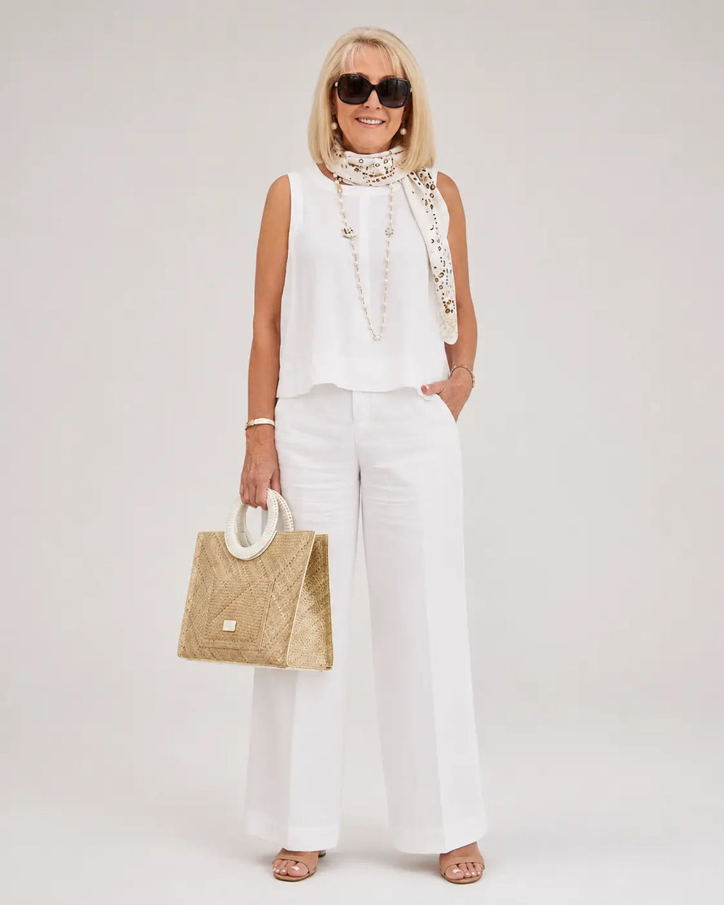 Trinidad™ | Conjunto Blanco Blusa y Pantalón Ancho
