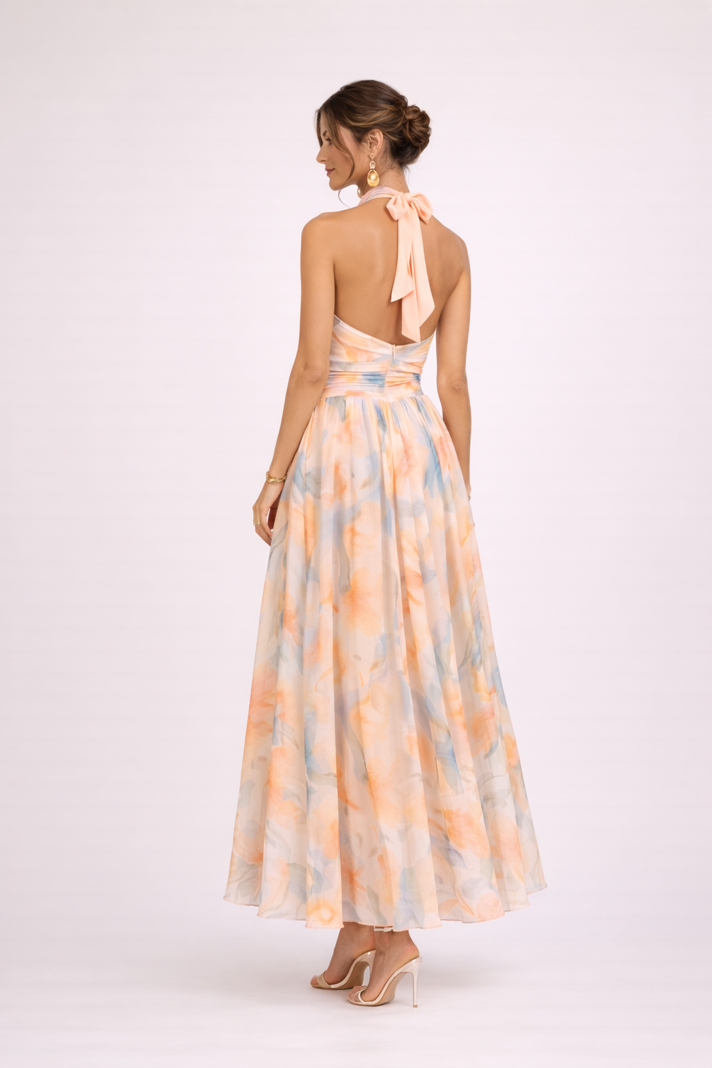 VALENTINA - Vestido Escote Halter Acuarela