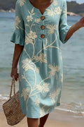 Alba™ | Vestido de Lino con Estampado Floral