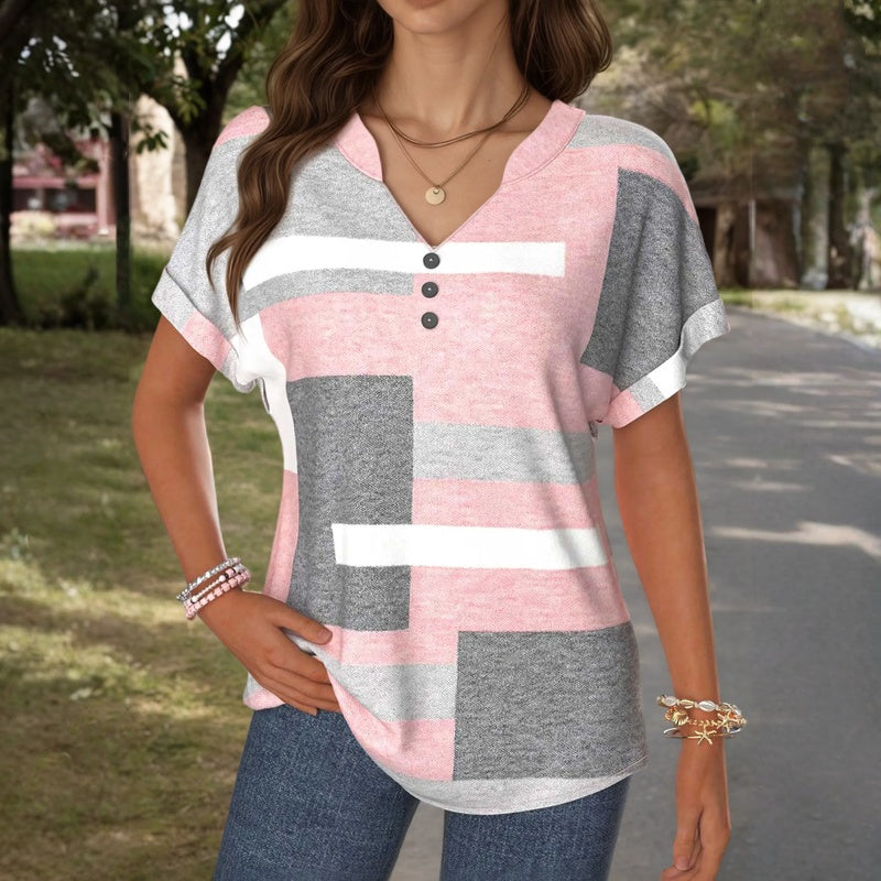 Macarena™ | Blusa de Bloques de Color con Escote en V