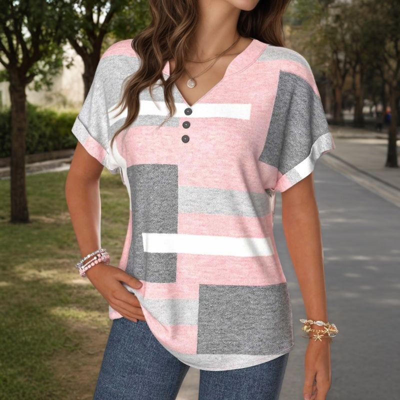 Macarena™ | Blusa de Bloques de Color con Escote en V