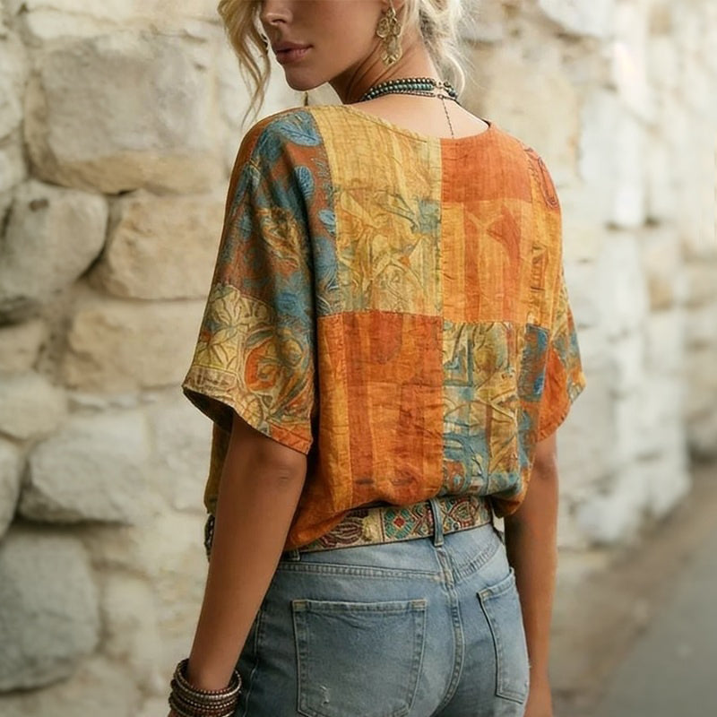 Adriana™ | Blusa Vintage con Estampado de Libélulas