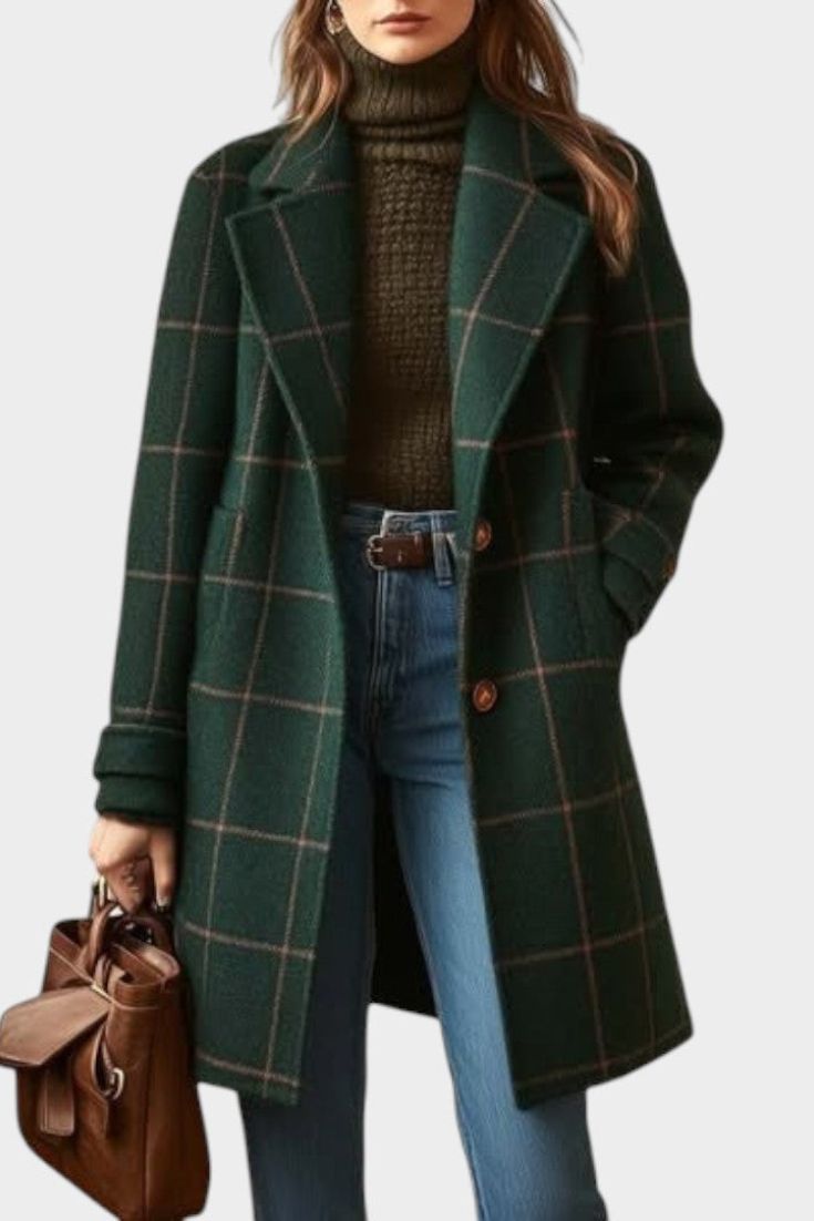 Adriana™ | Abrigo Clásico de Invierno con Estampado de Cuadros