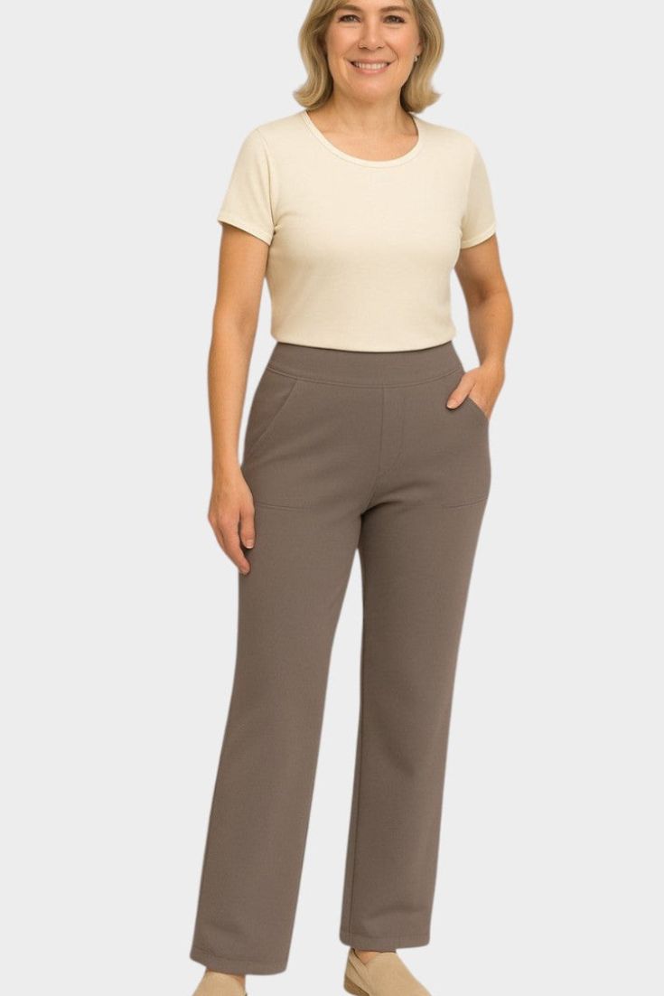 Calista™ | Pantalones de mujer de pierna ancha color marrón
