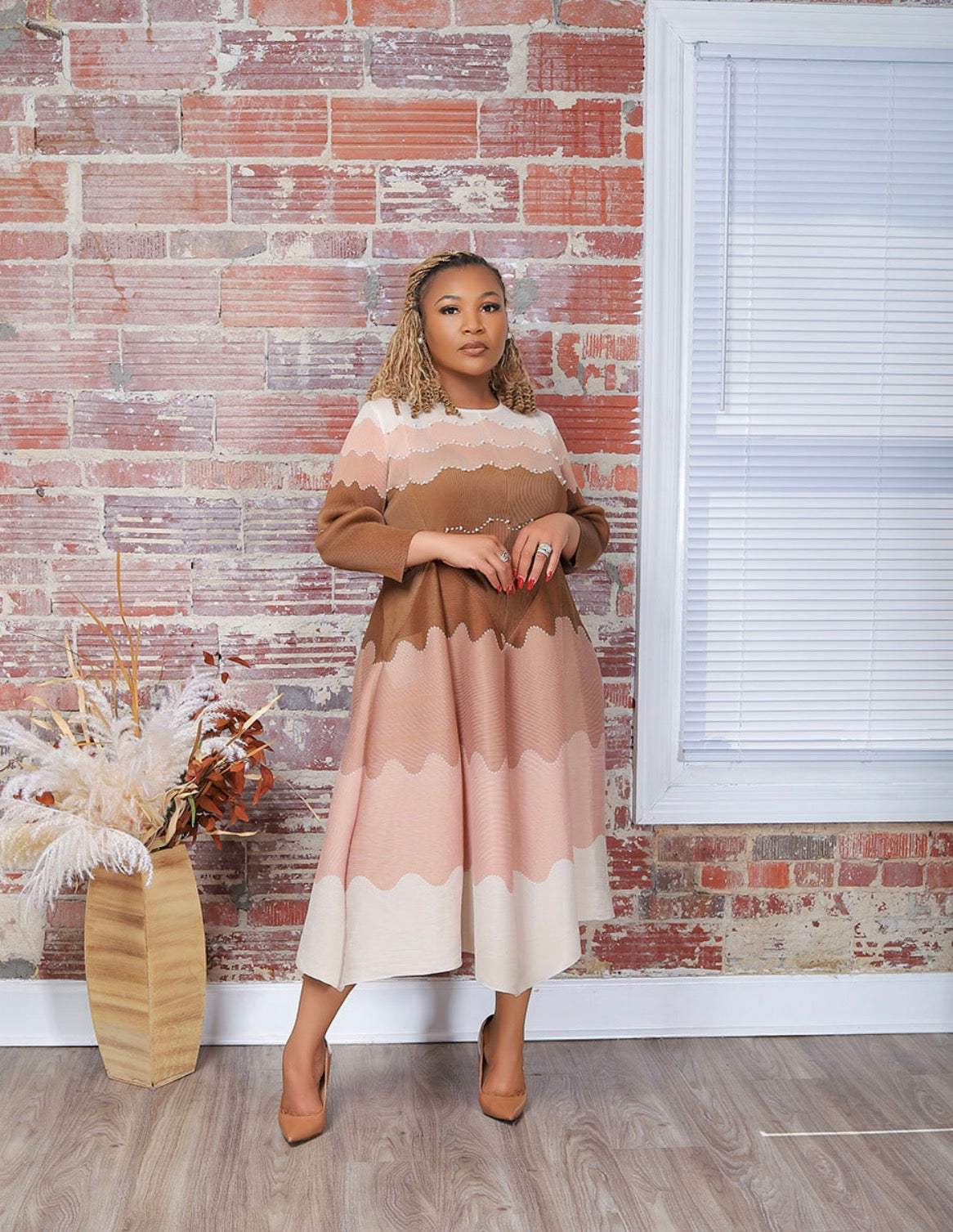 Elegance in Pearls Midi Dress