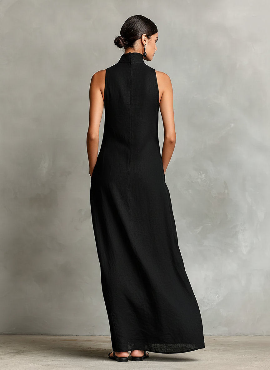 Clarisa™ | Vestido Largo con Cuello Alto