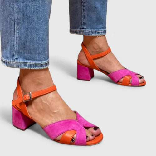Solange™ | Sandalia Compensada Colorida con Tira Ajustable