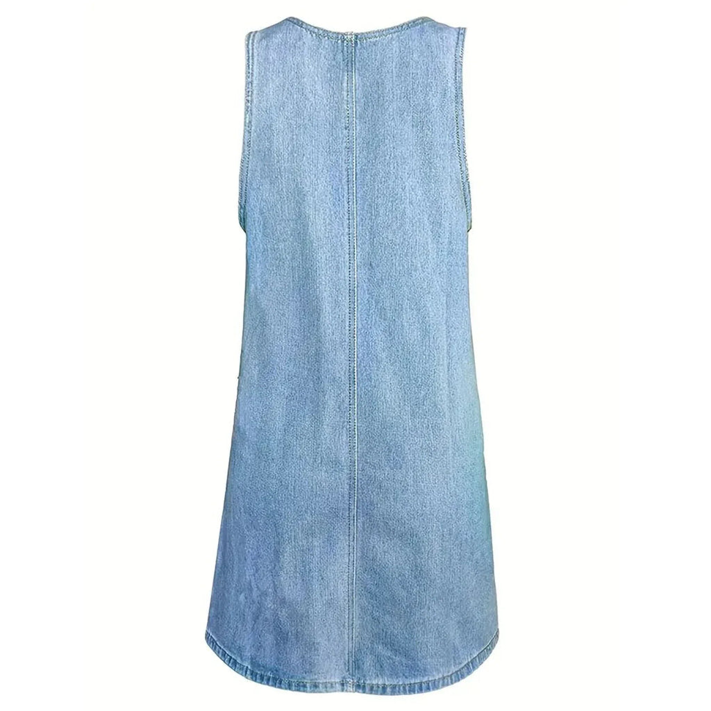 Honorata™ | Vestido vaquero sin mangas con franzido